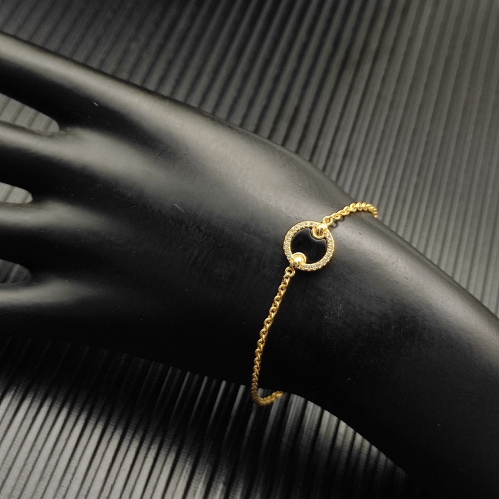 David Yurman Gold Pavé Circle Link Bracelet for Women